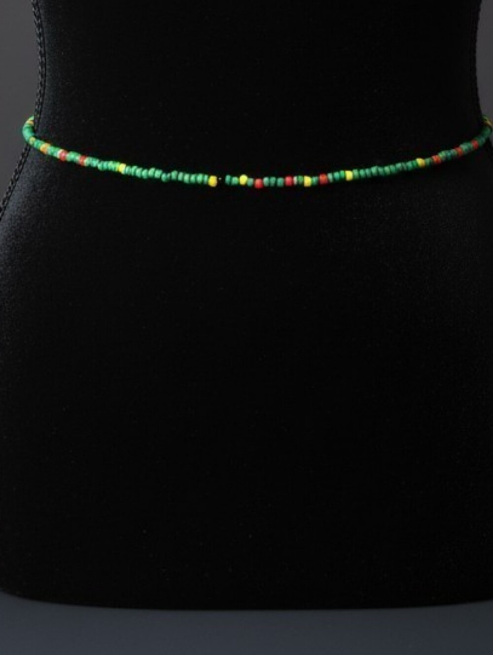 Green Beaded Waist Chain Belt with Multicolor Accent Beads